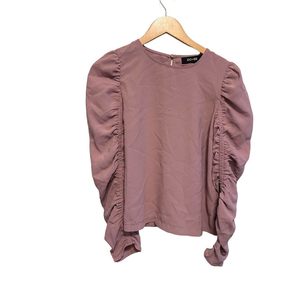 DO + BE Purple Puff Sleeve Blouse Size Small